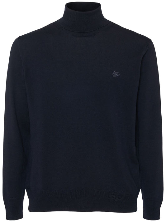 Wool turtleneck navy sweater