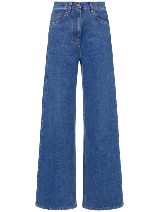 Denim high rise wide jeans