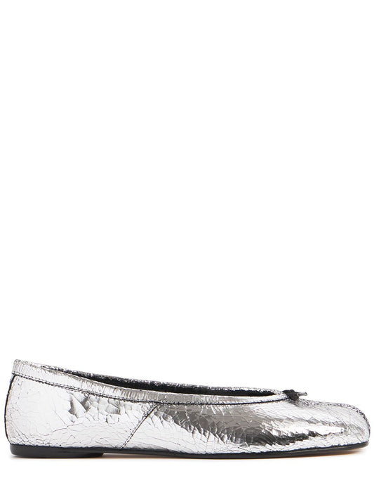 10mm Tabi cracklé leather ballerina flat