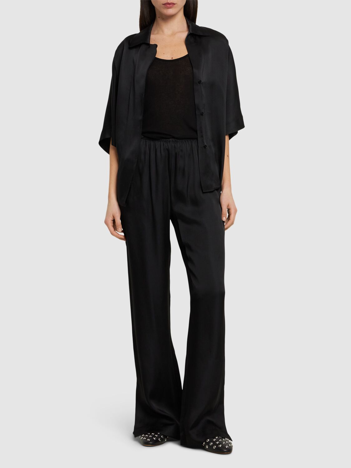 Aden silk blend wide pants